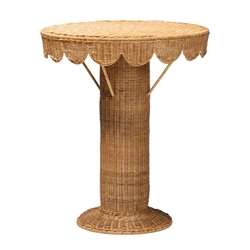 bali & pari Pabla Bohemian Light Honey Rattan Scalloped Accent Table